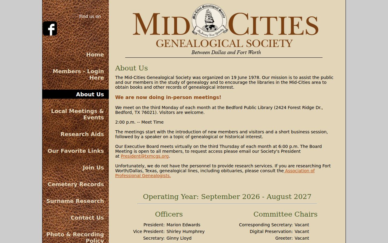 Bedford city directory Mid-Cities Genealogical Society resource