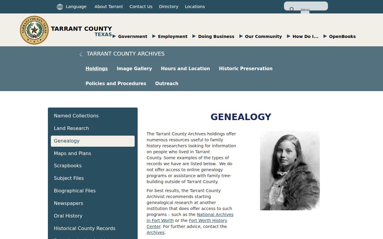 Bedford city directory Tarrant Archives genealogy holdings