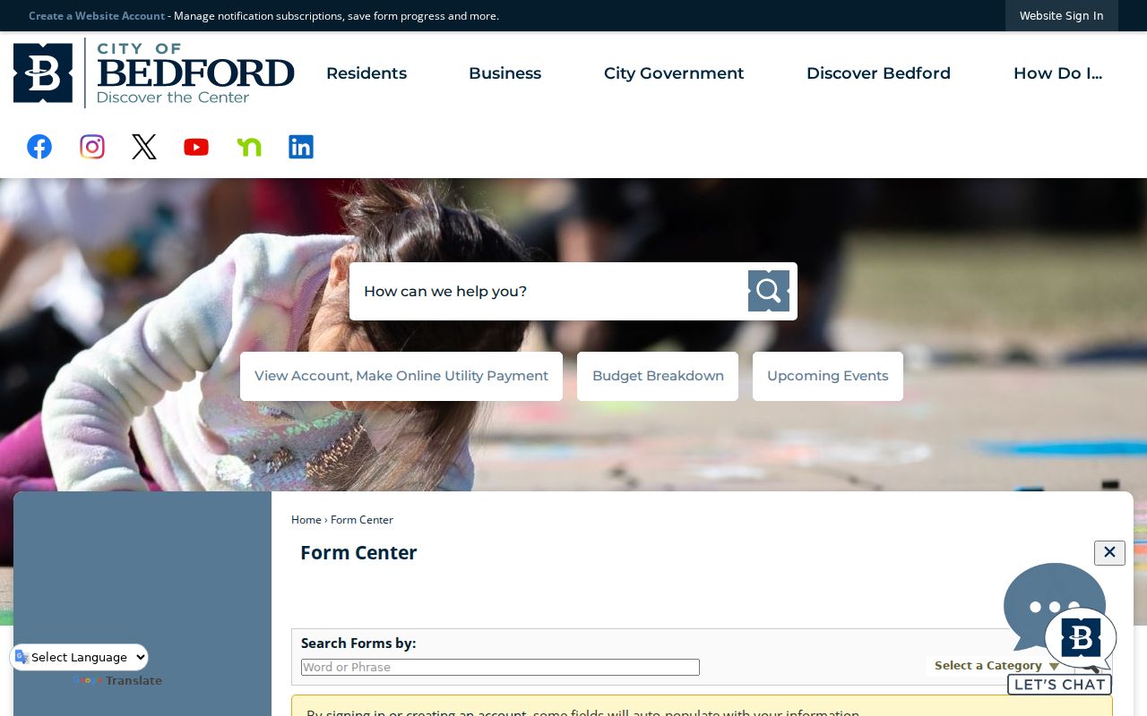 Bedford residents directory public information request form