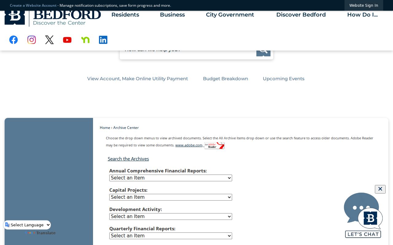 Bedford residents directory searchable city archive