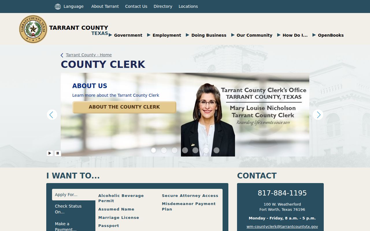 Bedford residents directory Tarrant County Clerk records office