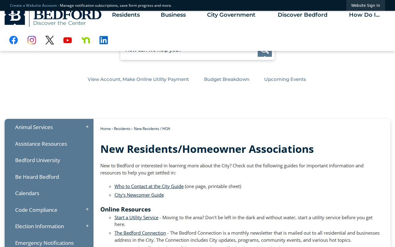Bedford neighbors civic contact and neighborhood organization page