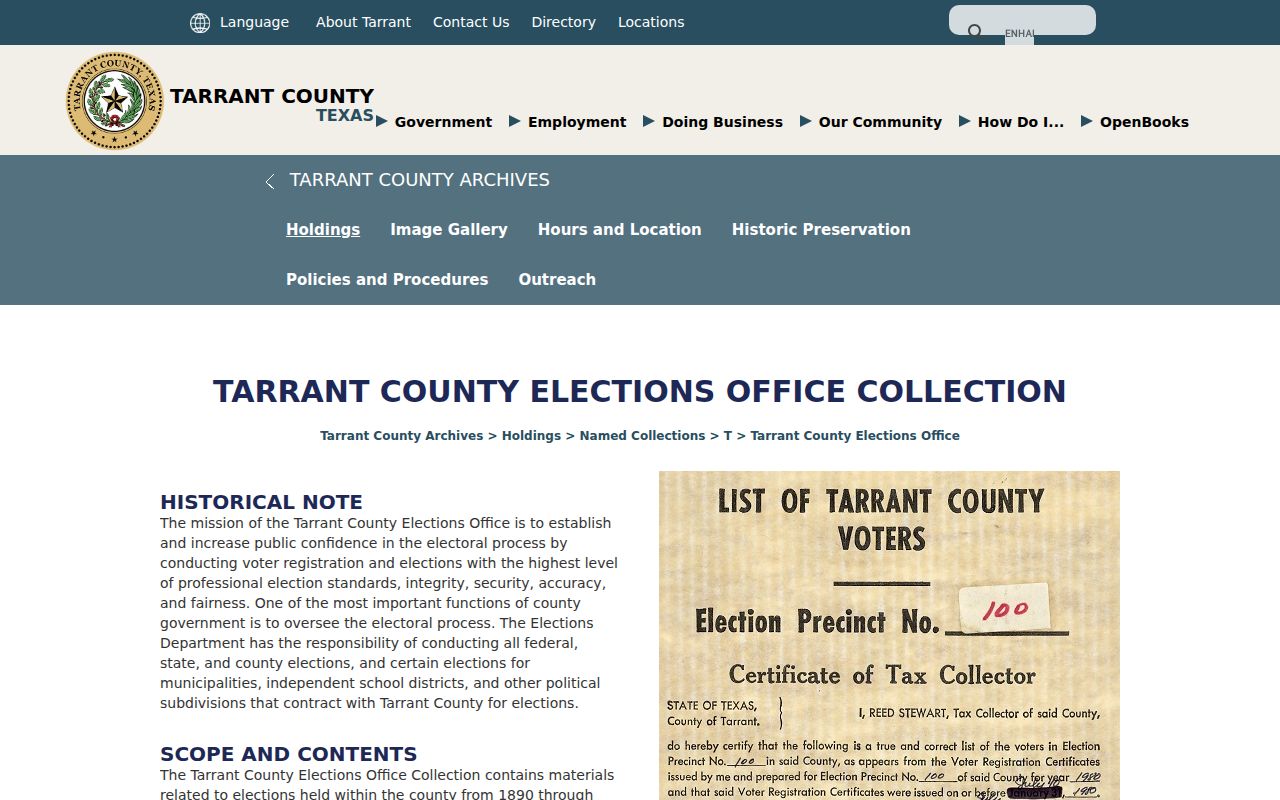 Bedford neighbors Tarrant County historical election holdings