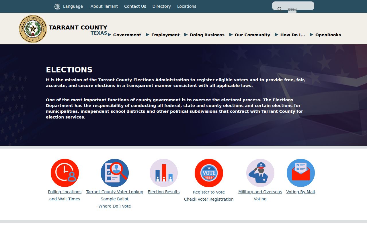 Bedford neighbors Tarrant County Elections information