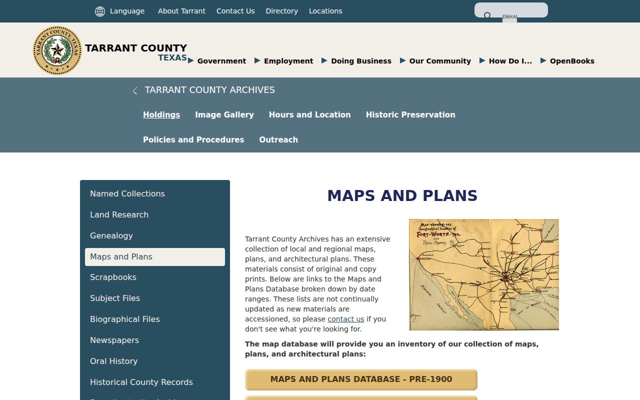 Bedford previous residents Tarrant Archives maps and plans