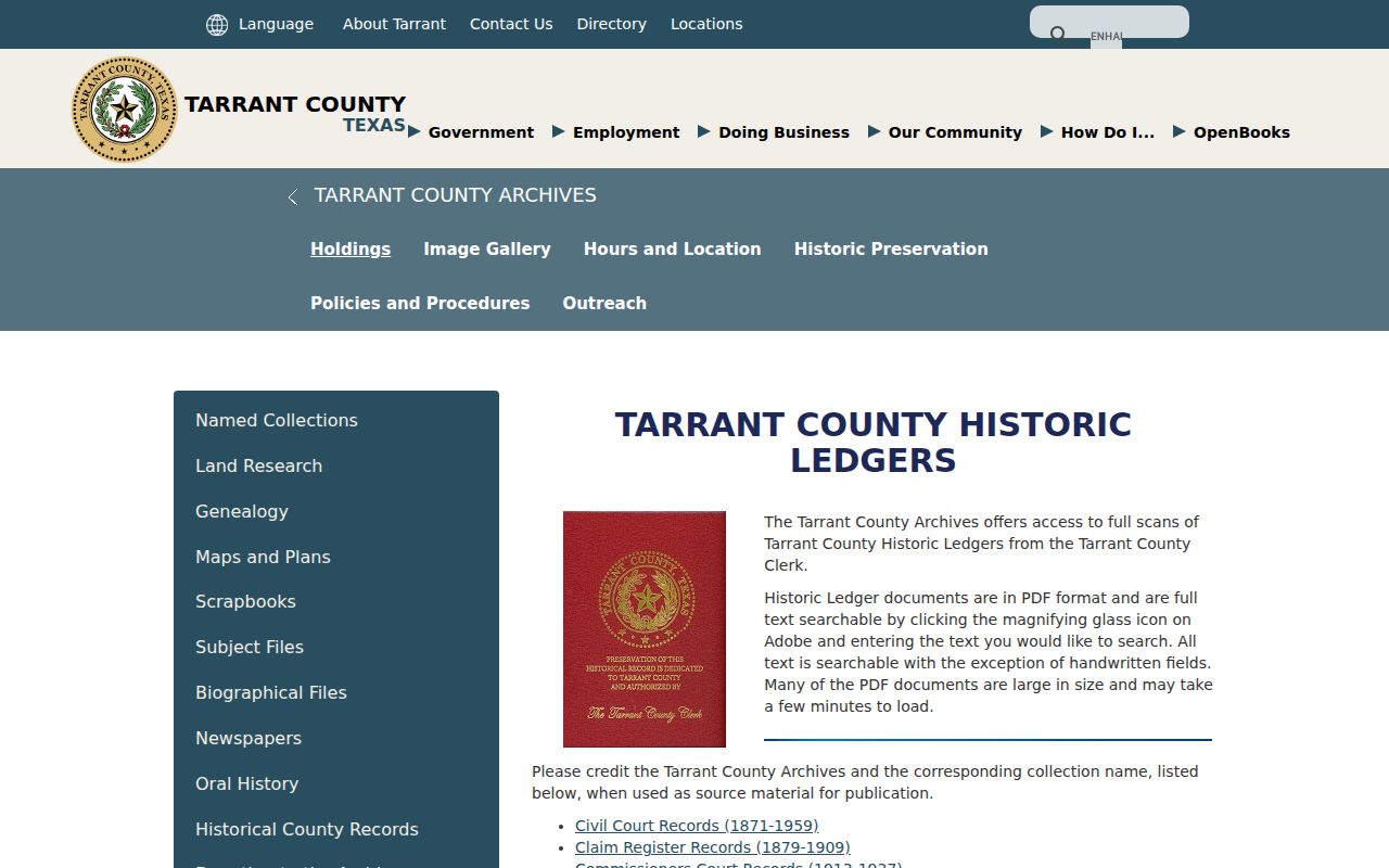 Bedford previous residents Tarrant County historic ledgers