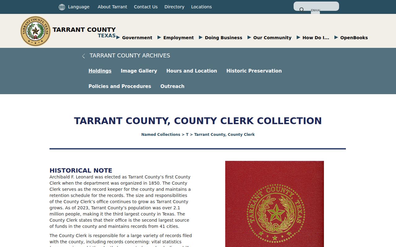Bedford previous residents Tarrant County Clerk historical collection